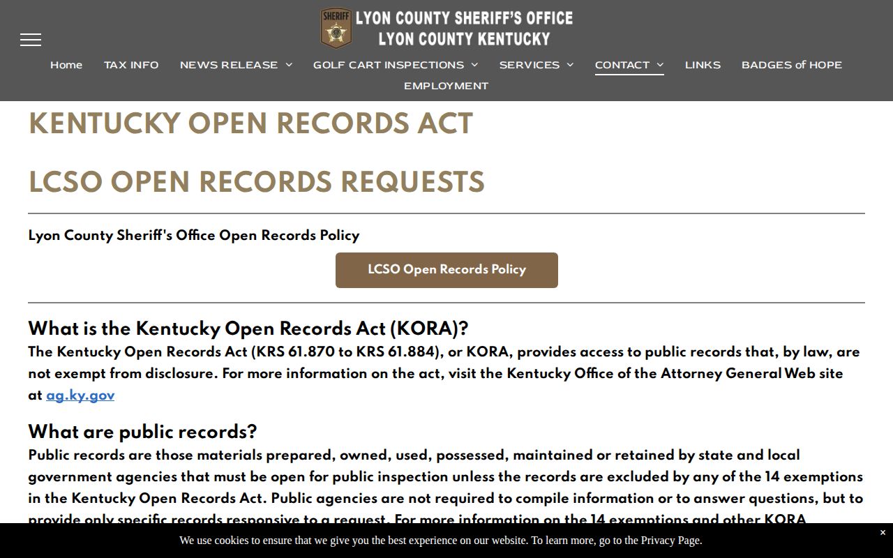 Lyon County release record request method